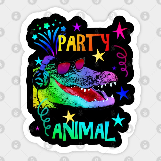 Alligator Party Animal Sticker by Nerd_art